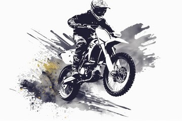 Moto Cross. Extreme Motorcycle Race with Helmet at High Speed