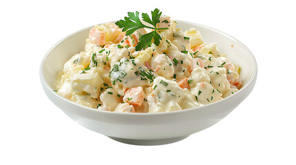Fresh creamy potato salad on transparent background
