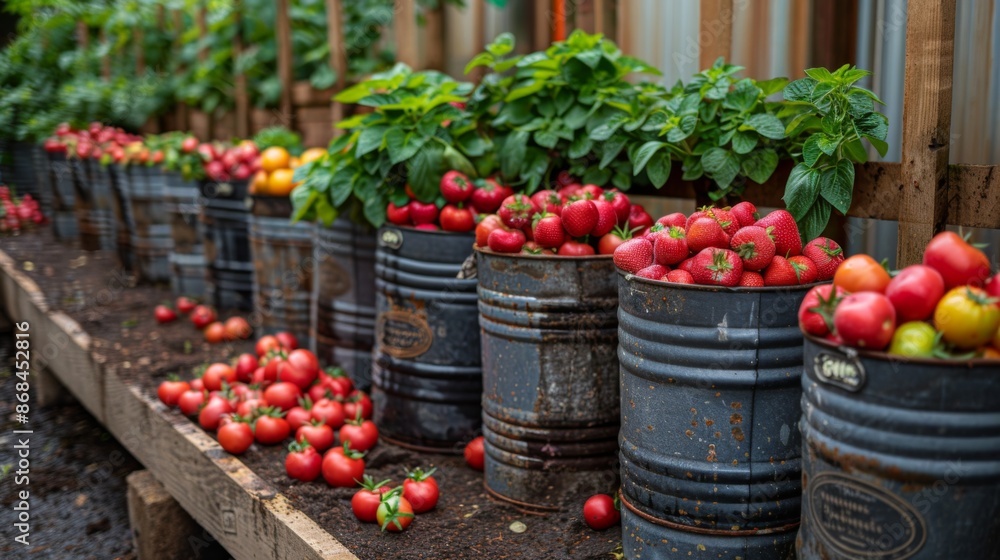 Aufkleber create visuals of urban gardening initiatives using recycled containers and