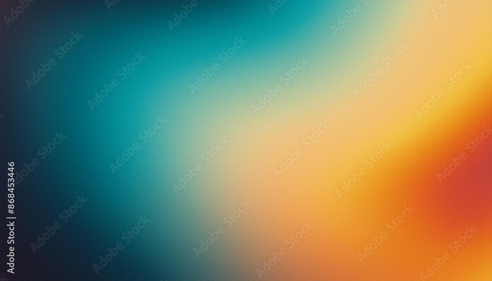 Poster teal orange yellow blue dark grainy color gradient background retro noise texture effect web banner 