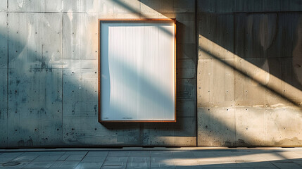 A minimalist frame with a shadow on a concrete wall