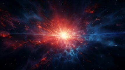 Fototapeta premium Exploding star. Universe expanding, nebulae stardust. Supernova background wallpaper