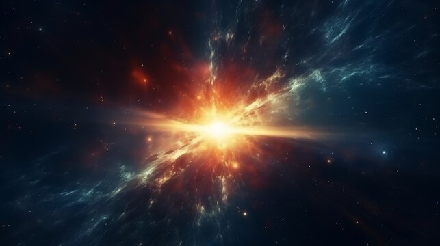 Exploding star. Universe expanding, nebulae stardust. Supernova background wallpaper