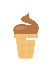 Ice cream in waffle cup graphic design. Chocolate ice cream