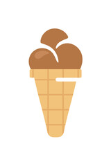 Ice cream scoops in waffle cones graphic design. Chocolate ice cream