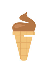 Ice cream in waffle cones graphic design. Chocolate ice cream
