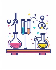Scientific advancement of polar opposite chemical formulations. Science illustration design art isolated on a white background