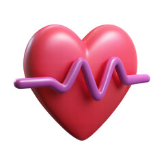 3D Rendered Pink Heart With Purple Heartbeat Line