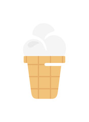 Ice cream scoops in waffle cup graphic design. Chocolate, vanilla, strawberry, banana and pistachio ice cream