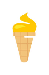 Ice cream in waffle cones graphic design. Banana ice cream