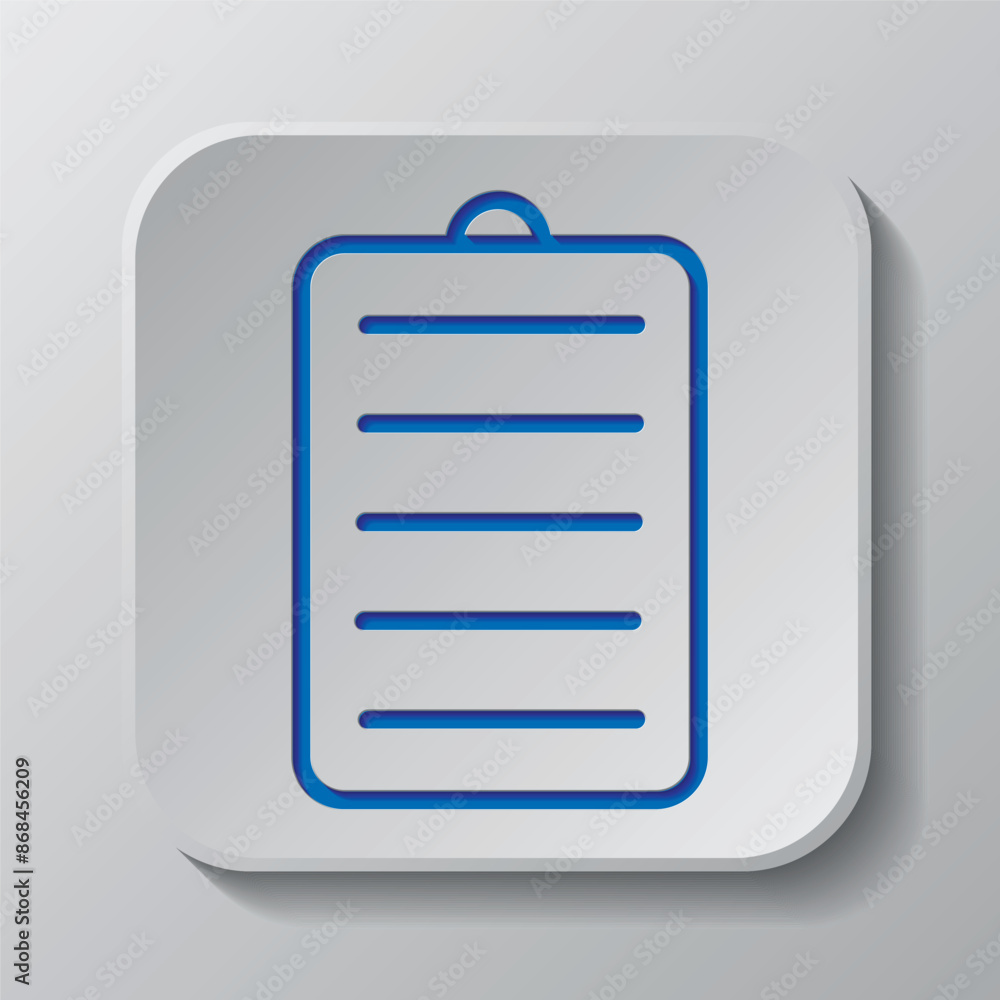 Poster notepad simple icon vector. flat design. paper cut design. cutted blue symbol with shadow. gray badg