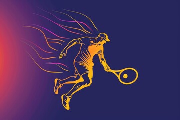 Obraz premium Illustration of a man with a tennis racket. Sports, health