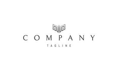 Vector logo with an abstract image of a rams head in a linear style.