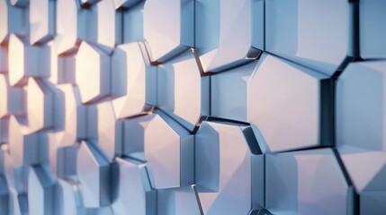 Screen wall designed as a series of interlocking hexagonal panels for a honeycomb effect