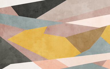 Abstract hand drawn trendy geometric pattern, colorful modern geometric background, wallpaper, carpet, illustration