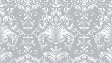 Seamless light gray floral motif vector pattern wallpaper for wedding, anniversary, and celebration invitations. Elegant timeless design for sophisticated event stationery and decorative backgrounds