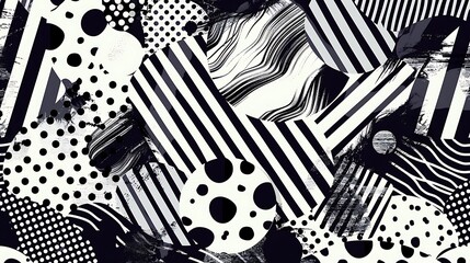 Retro 90s Style Meets Pop Art Pattern in a Psychedelic Black and White