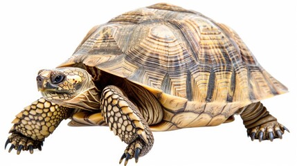 Fototapeta premium Slow Turtle. Isolated image of a Tortoise Animal Walking in a Tank