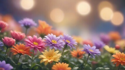Fototapeta premium Radiant Floral Symphony: A Vibrant Tapestry of Blossoms