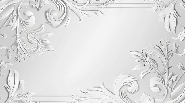 Vector frame for wedding invitations, postcards, greeting cards, certificates in elegant gray tones. Background design with swirls and decorative elements for sophisticated stationery formal events