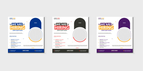 We are hiring job vacancy Social Media Post Or Instagram Promotional Social Media Square Banner And Square Flyer Template Design