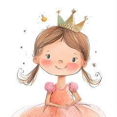 Fototapeta premium a drawing of a little girl wearing a tiara