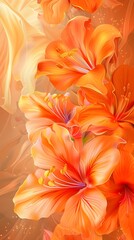 Exotic Orange Spring Flower Blossoming in Vertical  Background