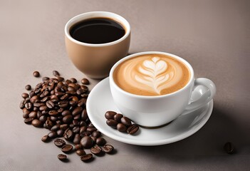 cup of coffee with beans