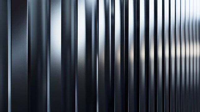 Screen wall featuring a series of pivoting metallic blades, each coated in a matte black finish to provide both privacy and a sleek aesthetic