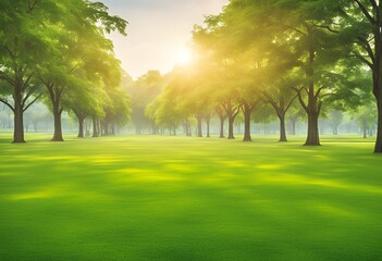 green lawn in the morning