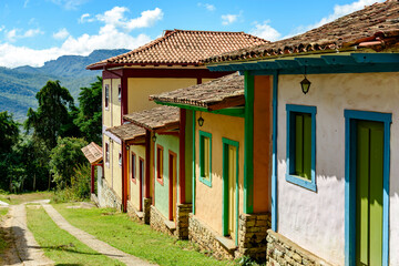 Typical colonial architecture of the old houses in the small village of Lavras Novas in Minas Gerals