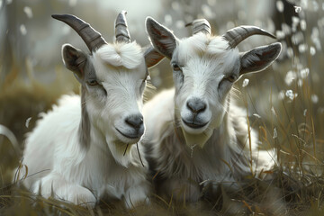 Fototapeta premium photo of a goat couple AI generatives