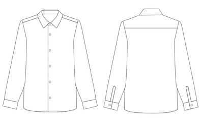 Women Long Sleeve Formal Shirt Cad Template for Women  vector illustration