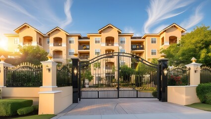 Fototapeta premium A vibrant serene apartment residential house building.generative.ai 