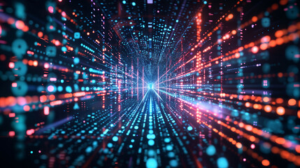 Obraz premium Conceptual images of AI, data flow and the digital domain. AIとデータフロー、デジタル領域のコンセプト画像