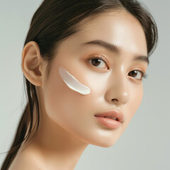 Asian woman using SKII on face