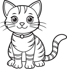 Cute Cat Doodle Coloring Page Character for Kids' Activities