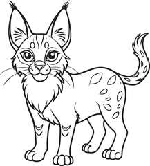Cute Caracal Doodle Coloring Page Character