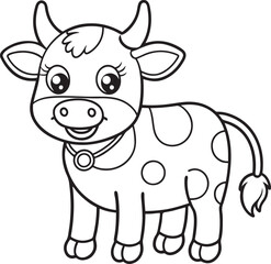 Cute Cattle Doodle Coloring Page Character