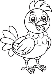 Cute Chickens Doodle Coloring Page Character