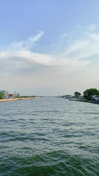 Slamaran River estuary from the bridge, the estuary which is directly connected to the waters of Slamaran Beach Pekalongan which is included in the waters of the Java Sea