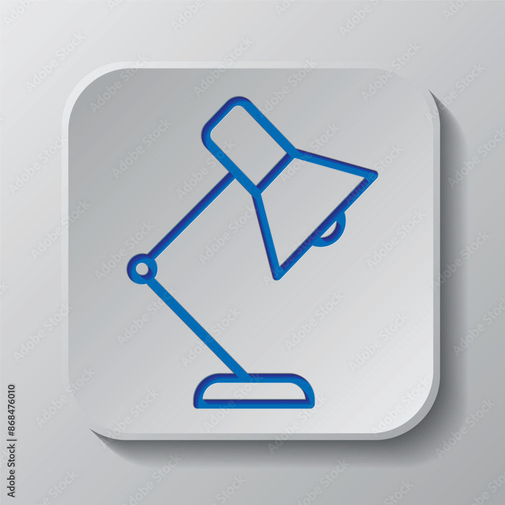 Poster table lamp simple icon vector. flat design. paper cut design. cutted blue symbol with shadow. gray b