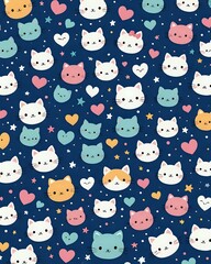 seamless vector pattern with cute cats