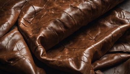Naklejka premium Brown leather upholstery. High quality.