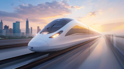 Obraz premium A train speeding over the city 