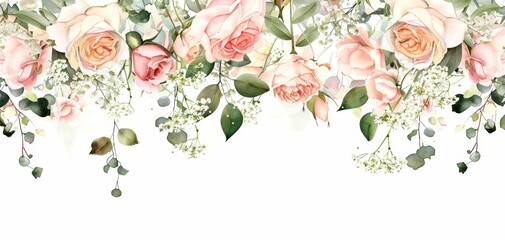 ilustración acuarela. flores y hojas. peonia