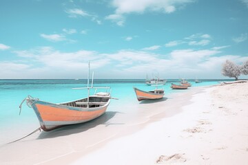 Naklejka premium boats on the beach