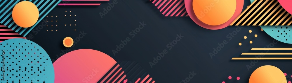 Aufkleber vibrant abstract geometric background featuring various colored shapes like circles and triangles on