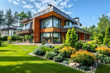 Beautiful modern house with a beautiful garden