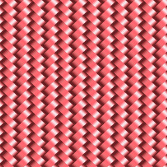 Obraz premium コーラルピンクの立体模様のリピートパターン、艶のあるリボンのシンプルな模様、メタリックピンクのシームレスパターン